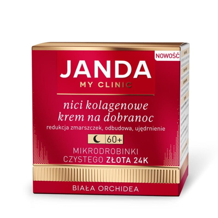 Kolagenowy krem do twarzy na dobranoc 60+ nici kolagenowe janda
